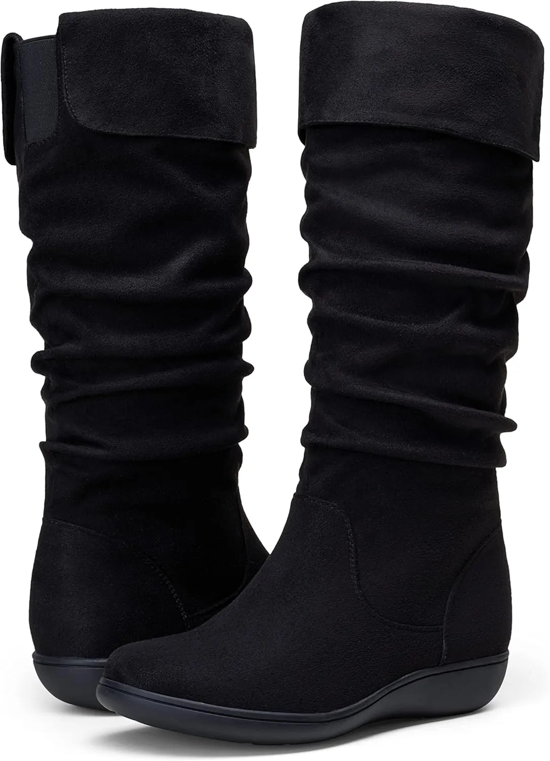 Vepose Women's Knee High Comfortable Boots Suede Slouch Flat Boots for Women