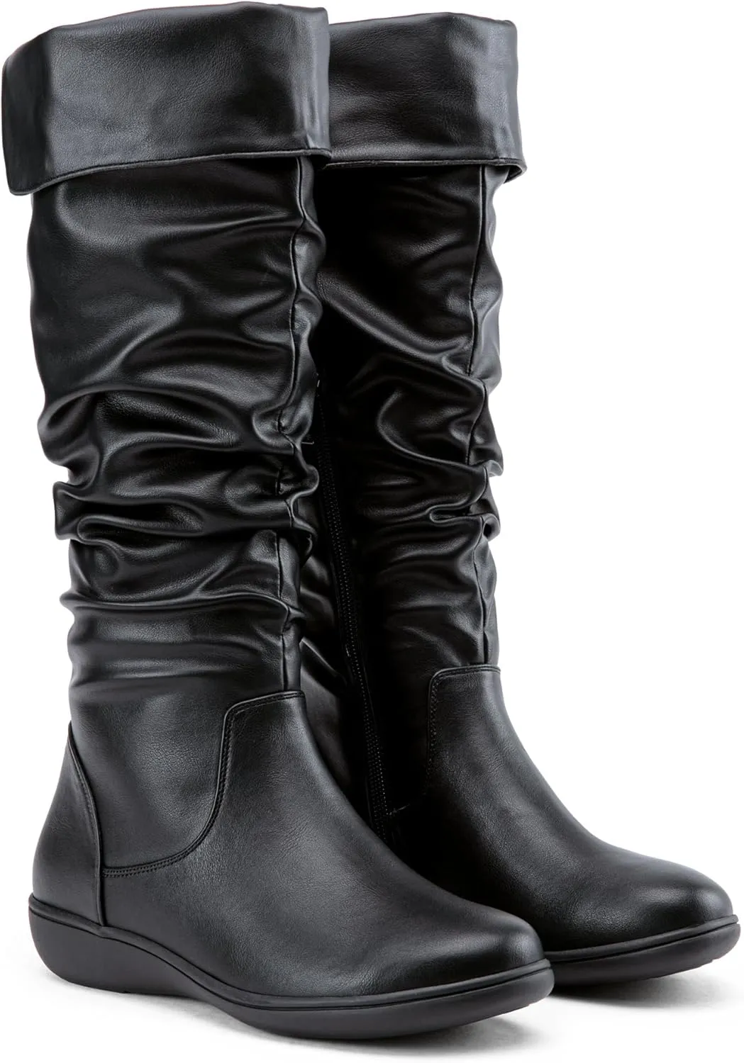 Vepose Women's Knee High Comfortable Boots Suede Slouch Flat Boots for Women