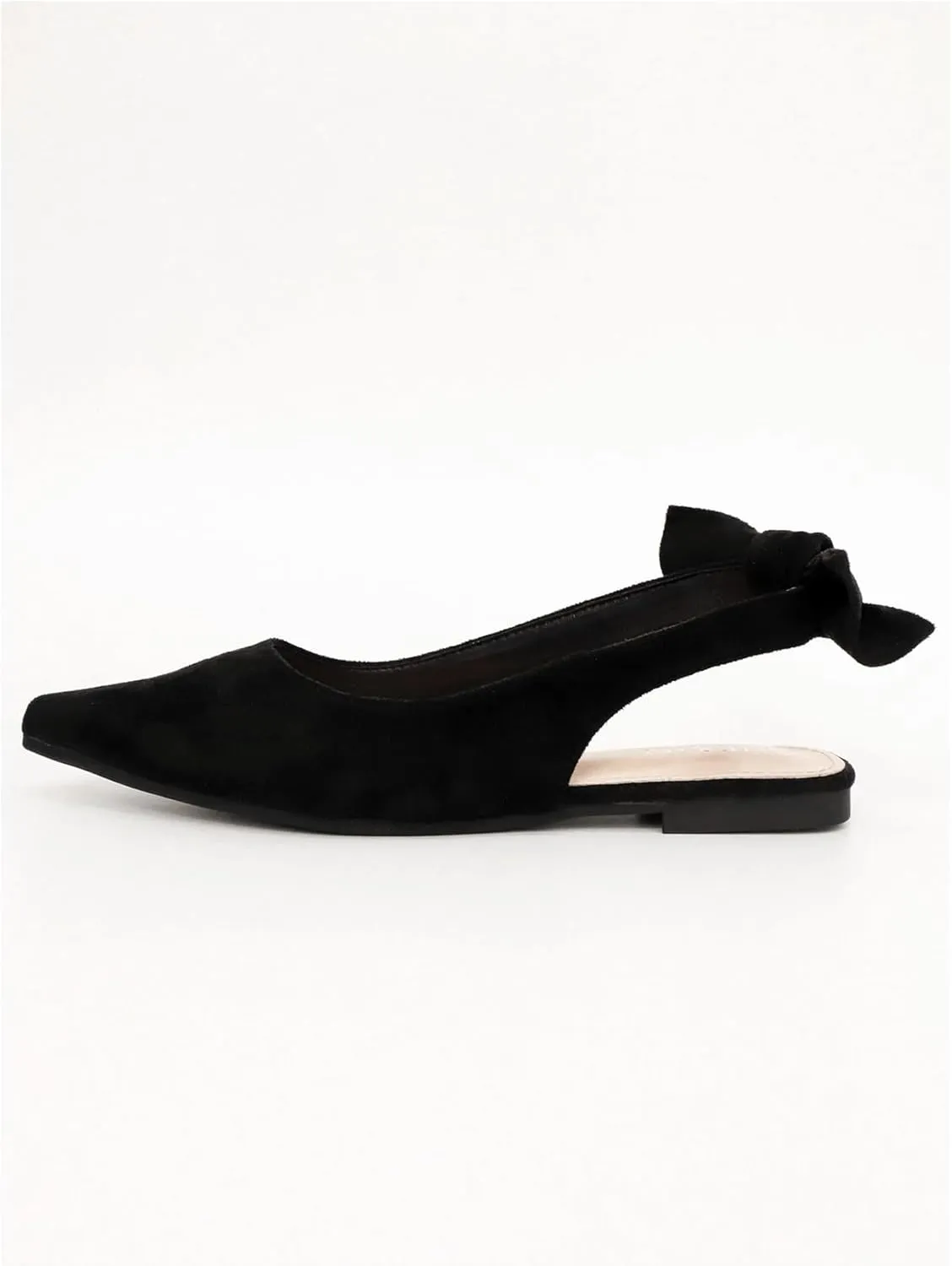 Verdusa Women's Bow Pointed Toe Mule Shoes PU Leather Slingback Low Heels Slip on Flats
