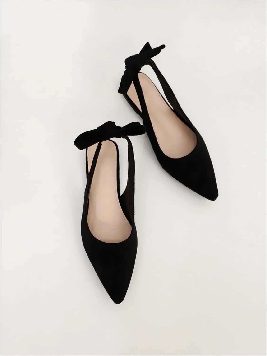 Verdusa Women's Bow Pointed Toe Mule Shoes PU Leather Slingback Low Heels Slip on Flats