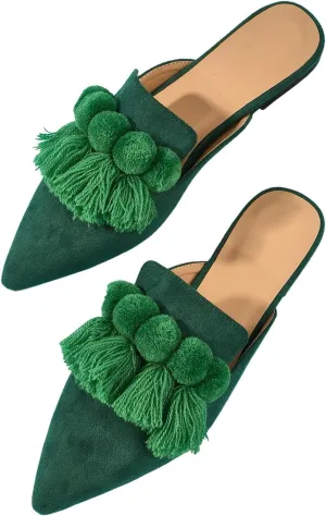 Verdusa Women's Dress Shoes Slip On Flats Comfortable Pointed Toe Mules Dressy Casual Loafers Shoes
