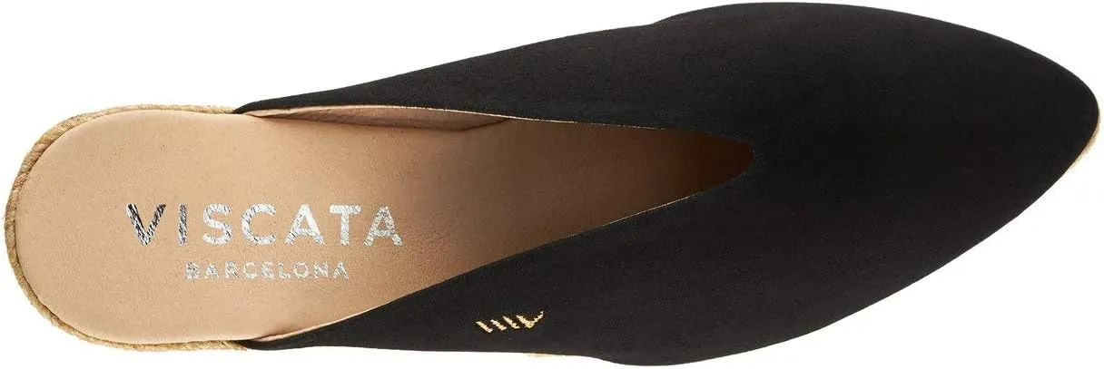 VISCATA Truja Suede Wedge Mule Handmade 2 ½” Heel Women's Sandals with Breathable Cotton Canvas and 100% Natural Jute Midsole for All Casual Occasions