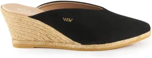 VISCATA Truja Suede Wedge Mule Handmade 2 ½” Heel Women's Sandals with Breathable Cotton Canvas and 100% Natural Jute Midsole for All Casual Occasions