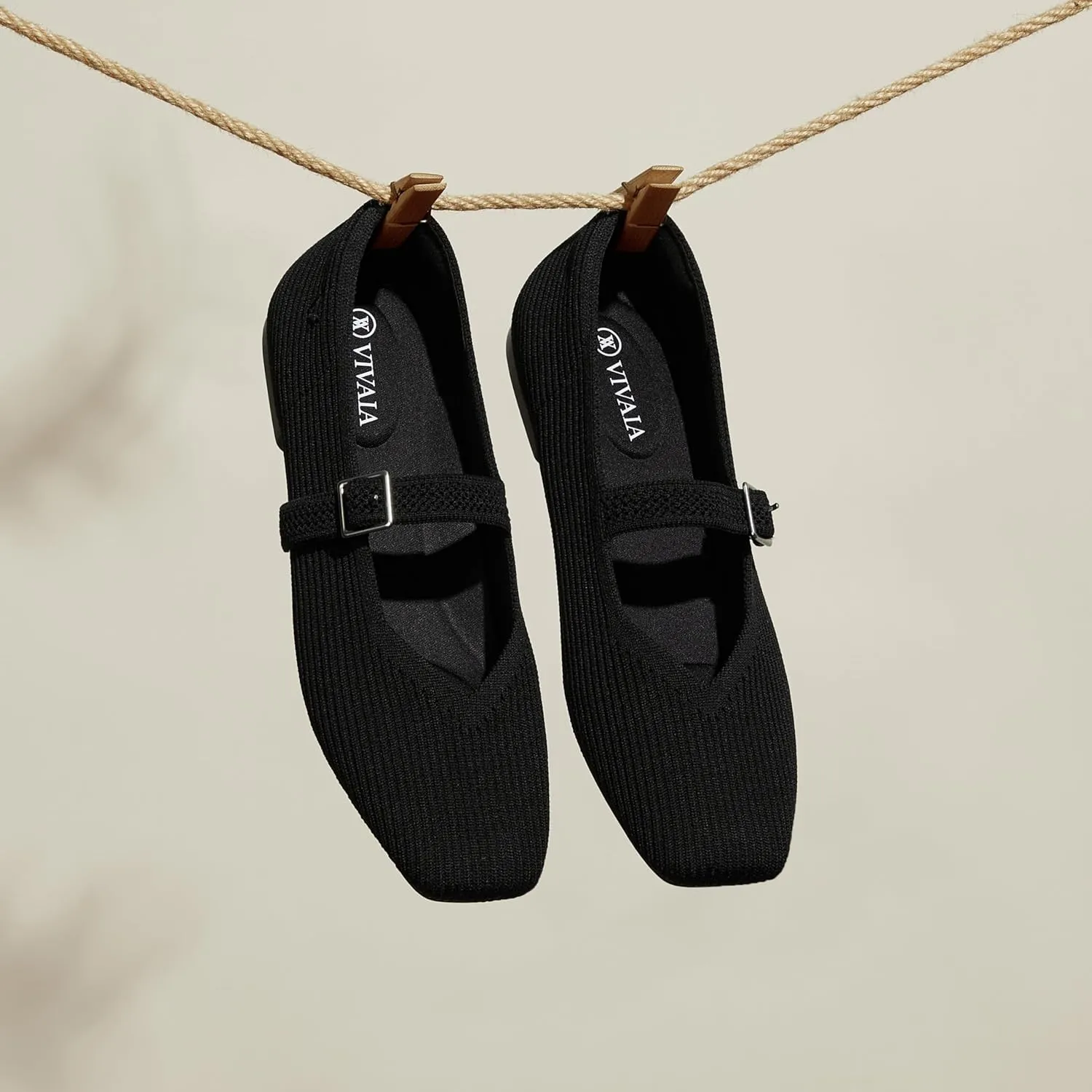 VIVAIA Margot Mary Jane Women Flat Shoes Comfortable for Work with Arch Support Slip on Square-Toe Washable Shoes