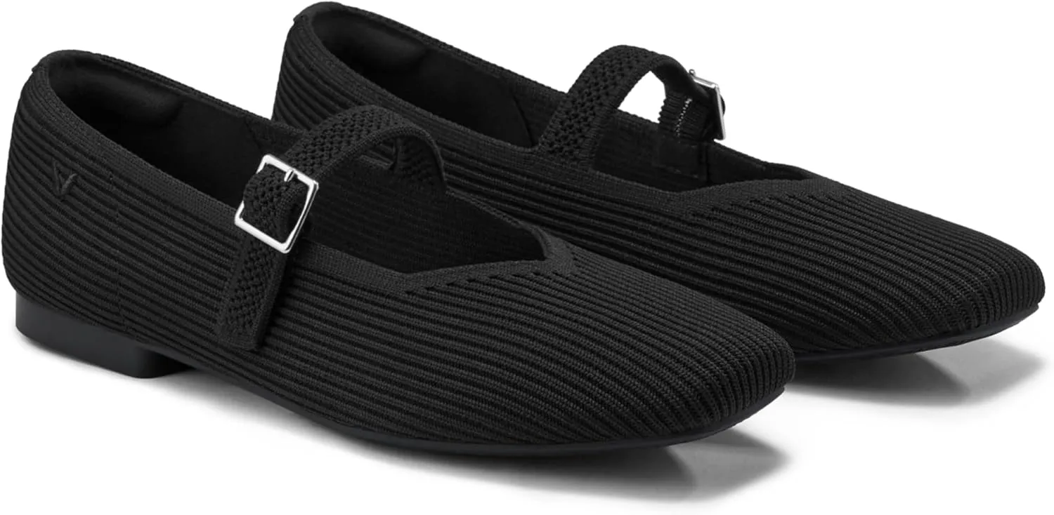 VIVAIA Margot Mary Jane Women Flat Shoes Comfortable for Work with Arch Support Slip on Square-Toe Washable Shoes