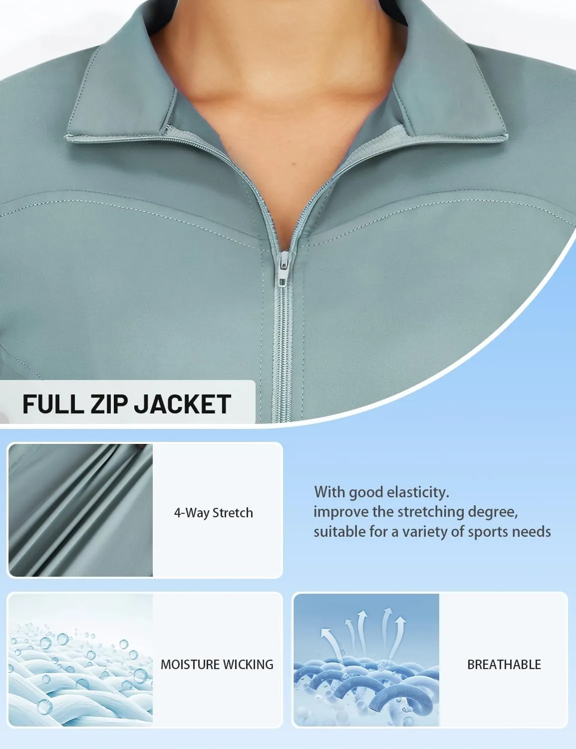 Vldnery Womens Lightweight Athletic Track Jackets Full Zip Long Sleeve Shirts Moisture Wicking Hiking Running Workout Tops