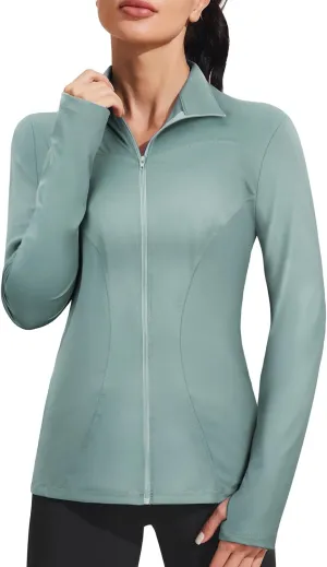 Vldnery Womens Lightweight Athletic Track Jackets Full Zip Long Sleeve Shirts Moisture Wicking Hiking Running Workout Tops