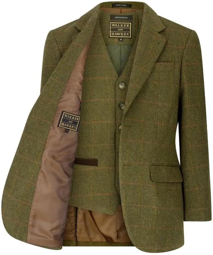 Walker and Hawkes Men’s Classic Derby Tweed Windsor Blazer – Elegant Country Jacket for Formal & Casual Occasions