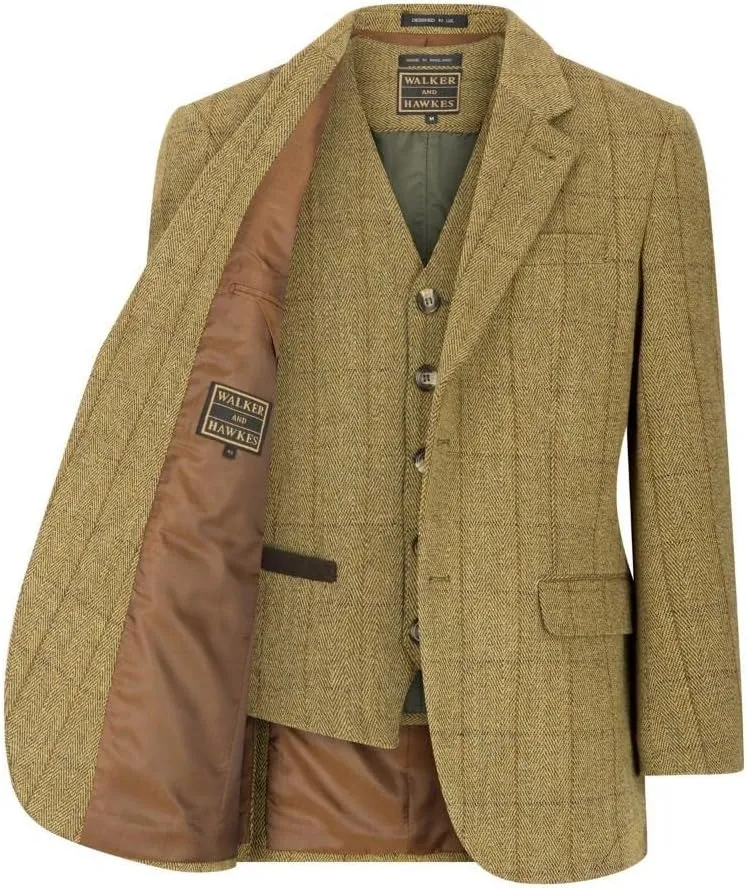 Walker and Hawkes Men’s Classic Derby Tweed Windsor Blazer – Elegant Country Jacket for Formal & Casual Occasions