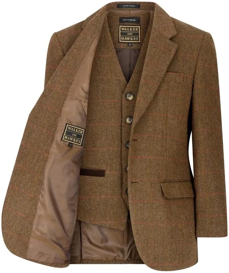 Walker and Hawkes Men’s Classic Derby Tweed Windsor Blazer – Elegant Country Jacket for Formal & Casual Occasions