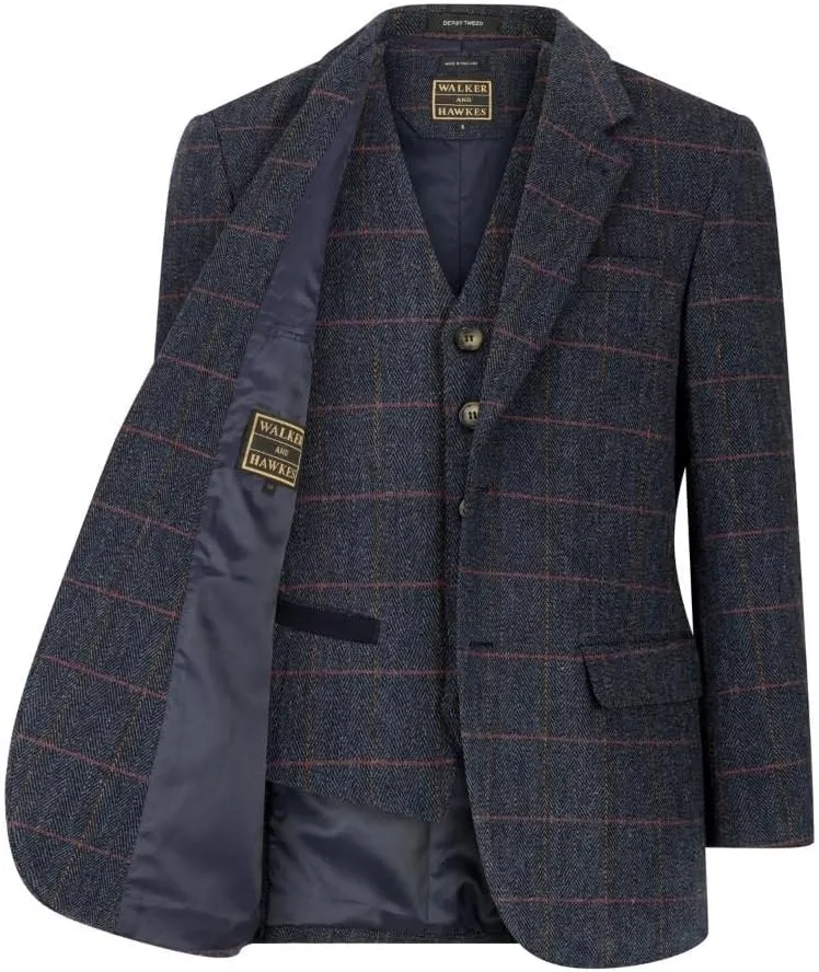 Walker and Hawkes Men’s Classic Derby Tweed Windsor Blazer – Elegant Country Jacket for Formal & Casual Occasions