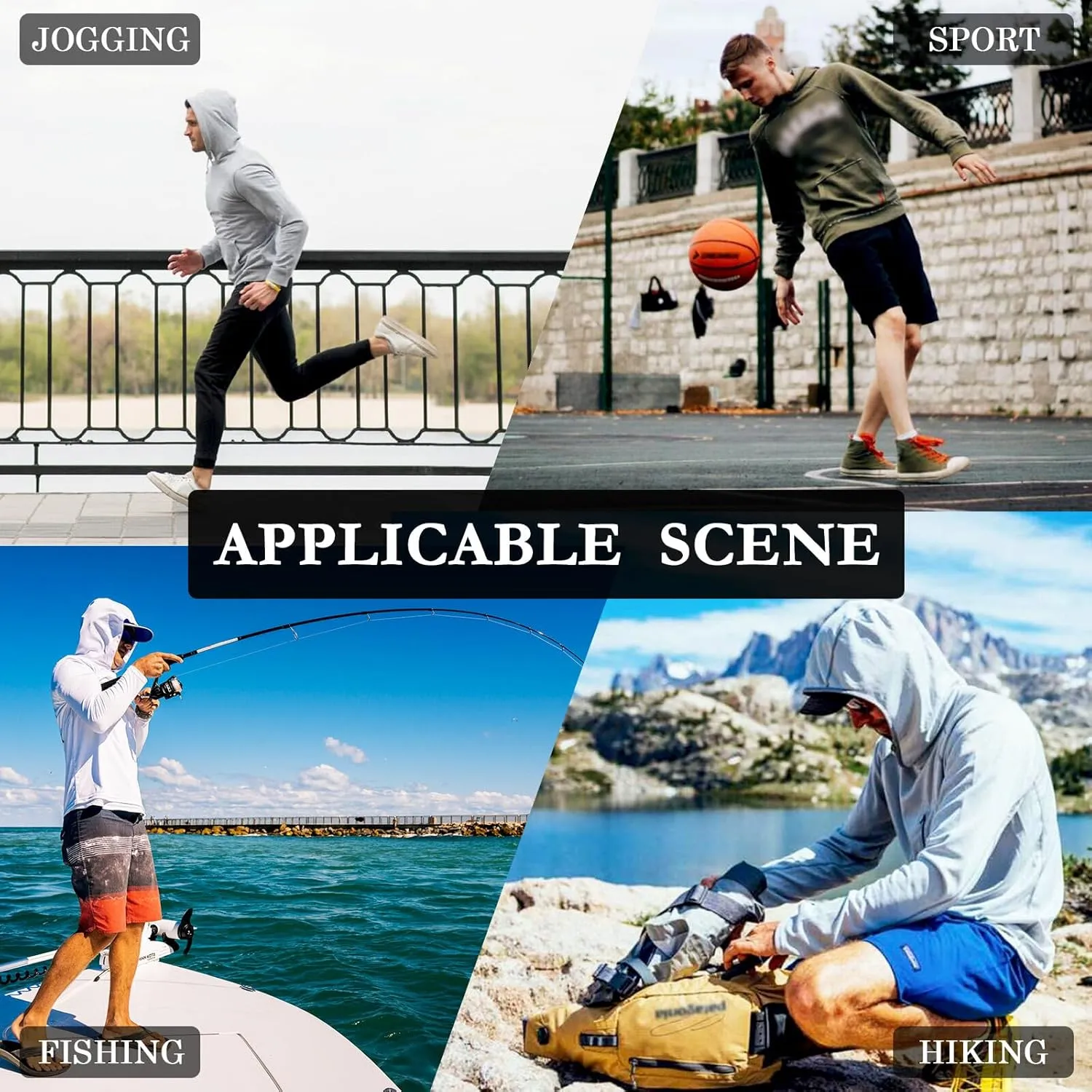 Watercolour Tropical Sun Shirt Hoodie for Men Long Sleeve Fishing Shirt UPF 50  Sailing Rash Guard Hooded Rashguard for Men