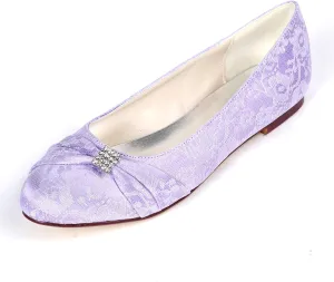 Wedding Shoes for Bride Lace Wedding Flats Comfortable Women Bridal Shoes Flats Closed Toe Ballet Flats