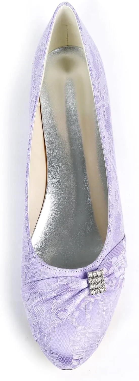 Wedding Shoes for Bride Lace Wedding Flats Comfortable Women Bridal Shoes Flats Closed Toe Ballet Flats