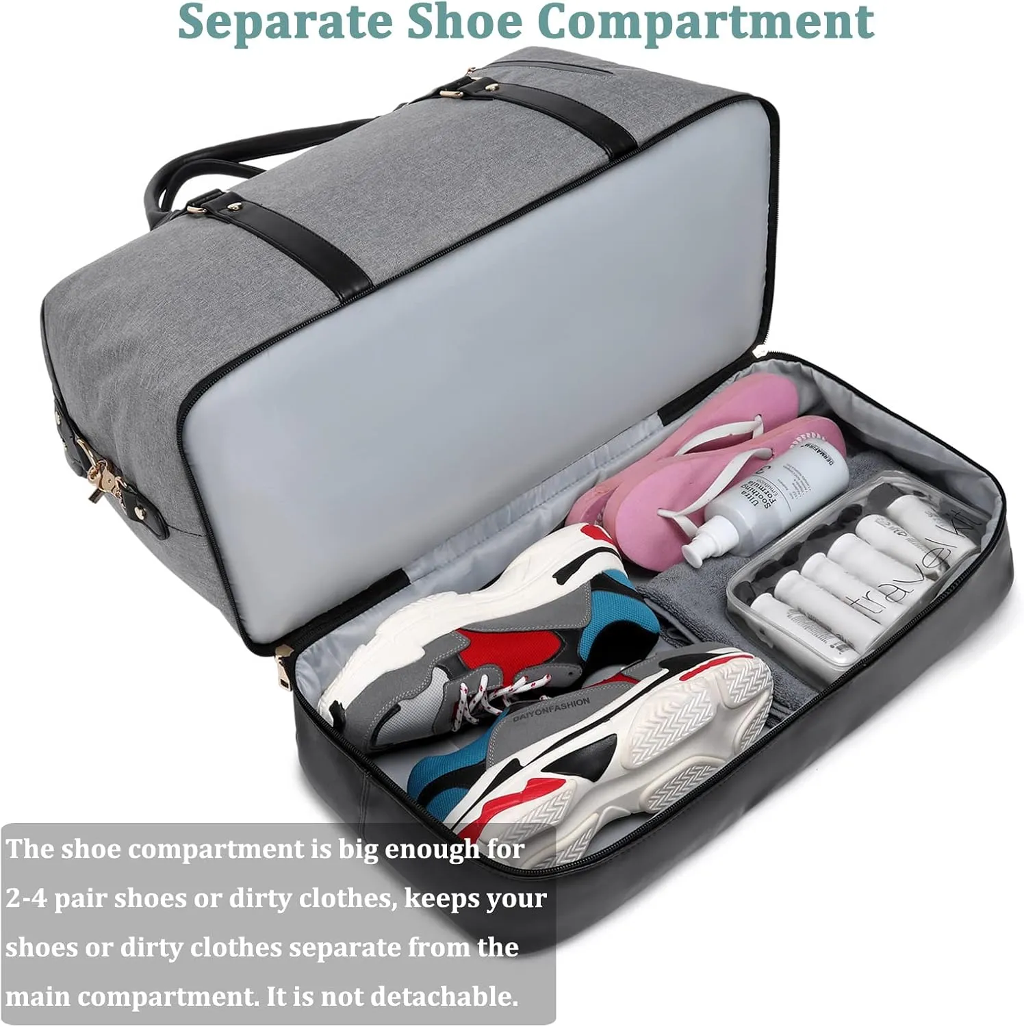 Weekender Bags for Women Oversized Travel Bag Womens Overnight Bag Mens Duffle Bag Large Size with Shoe Compartment