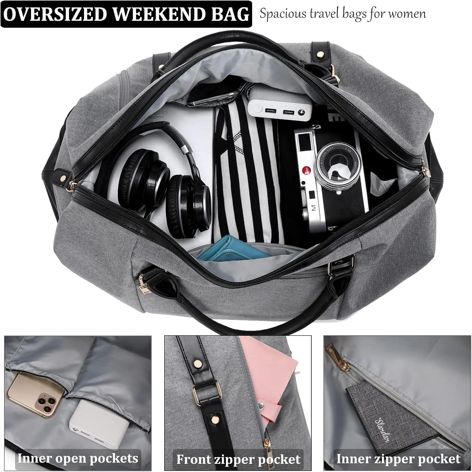 Weekender Bags for Women Oversized Travel Bag Womens Overnight Bag Mens Duffle Bag Large Size with Shoe Compartment