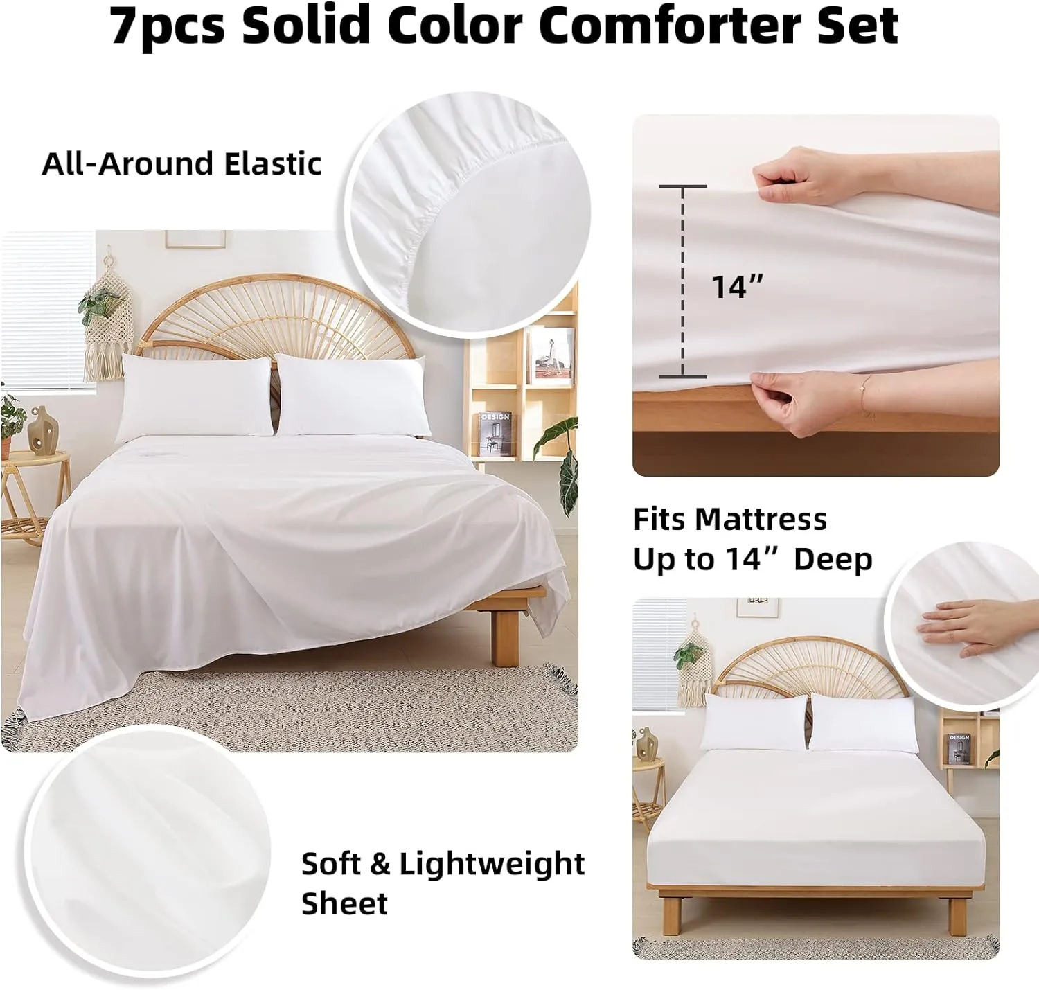 weigelia Emerald Green Comforter Set 7 Pieces Queen Comforter Set Bed in a Bag Queen Size Bedding Set with Sheets for All Season