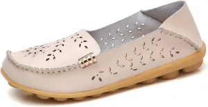 WERWAES Casual Womens Loafers Shoes Hollow Leather Breathable Lightweight Slip on Loafers Flats Walking Office Classic Moccasins Loafers for Women