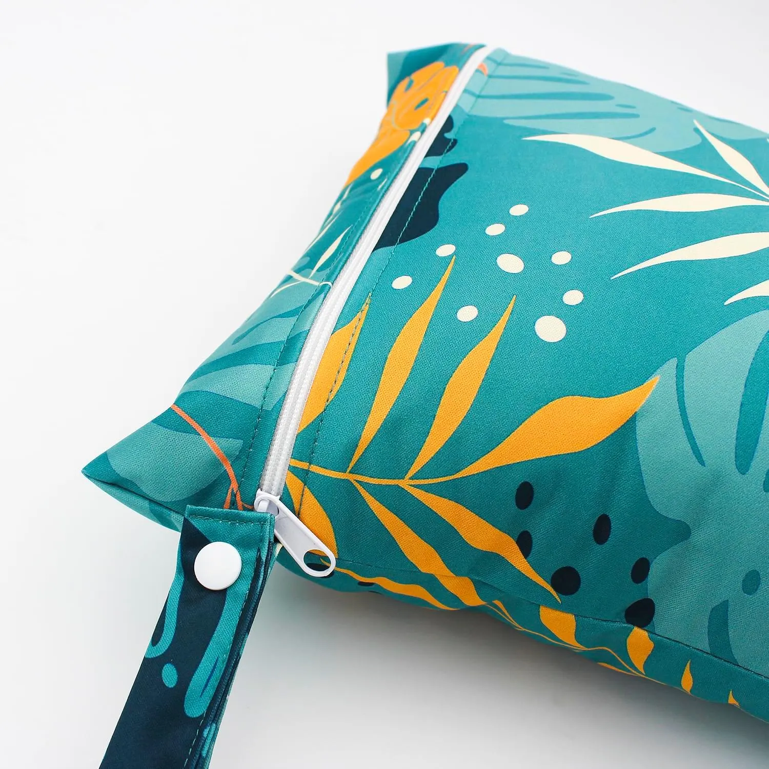 Wet Dry Bag Waterproof Reusable Wet Bag for Swimsuit, Travel, Beach, Pool, Bathing Suit, Diapers, Dirty Yoga Gym Clothes Daycare Organizer One Zippered Pocket (green leaf 2), YLN770