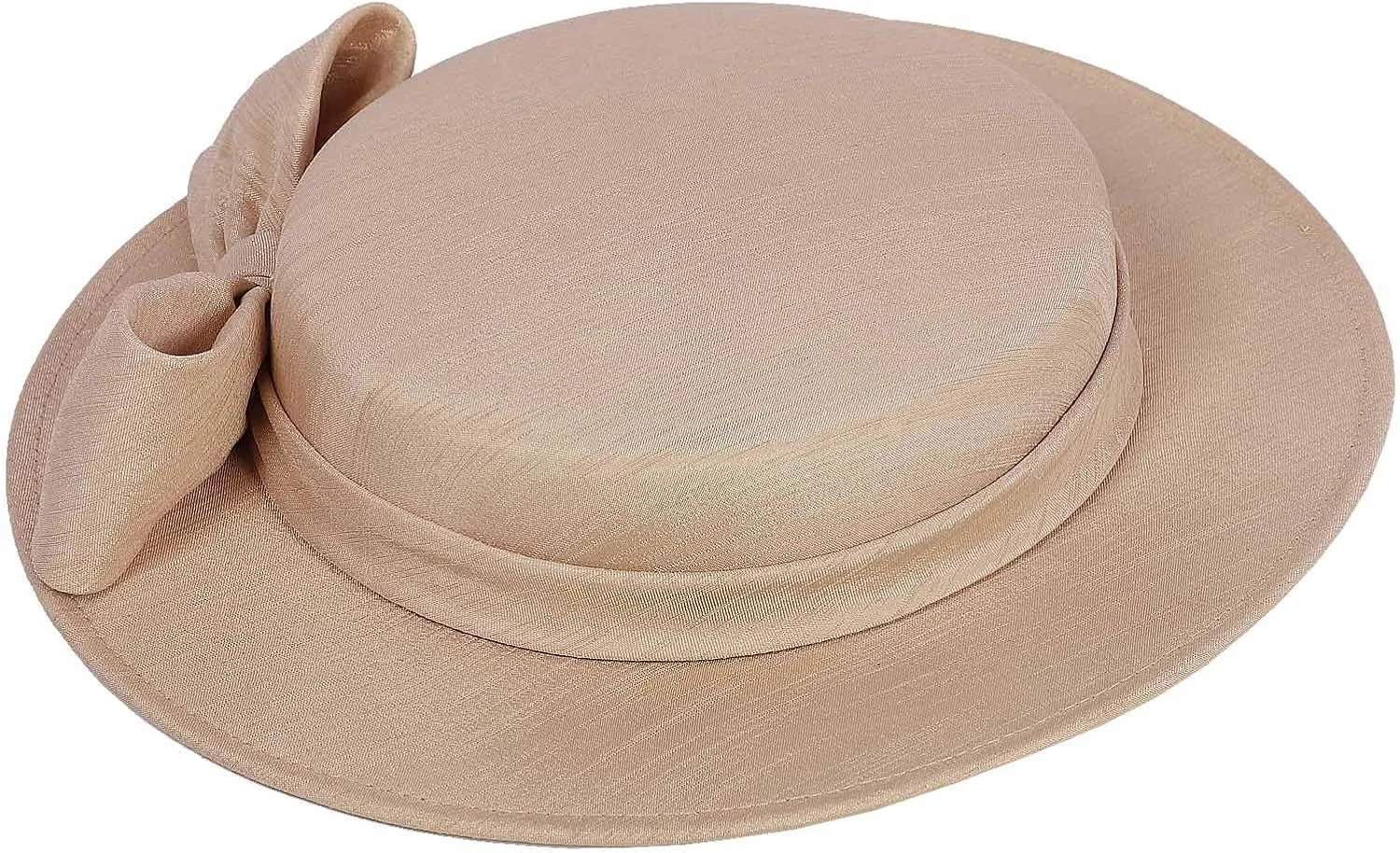 Wide Brim Church Derby Hat for Women - Elegant Kentucky Fascinator with Bow,Bridal Wedding Tea Party Formal Flat Top Hats