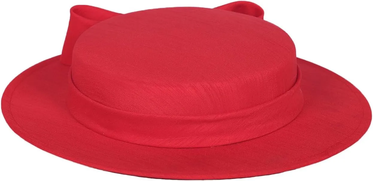 Wide Brim Church Derby Hat for Women - Elegant Kentucky Fascinator with Bow,Bridal Wedding Tea Party Formal Flat Top Hats