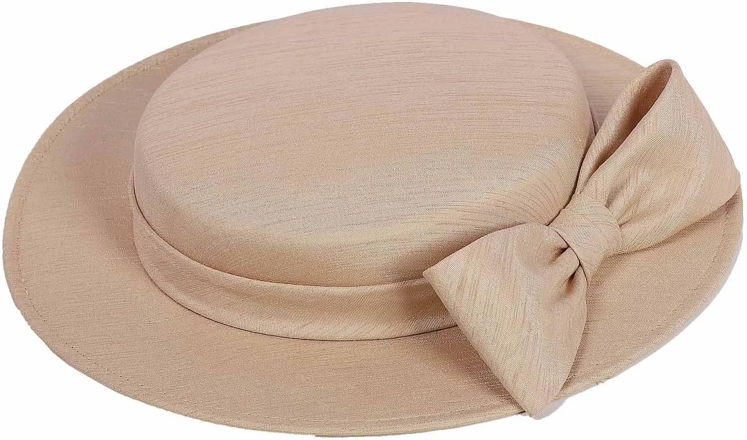 Wide Brim Church Derby Hat for Women - Elegant Kentucky Fascinator with Bow,Bridal Wedding Tea Party Formal Flat Top Hats