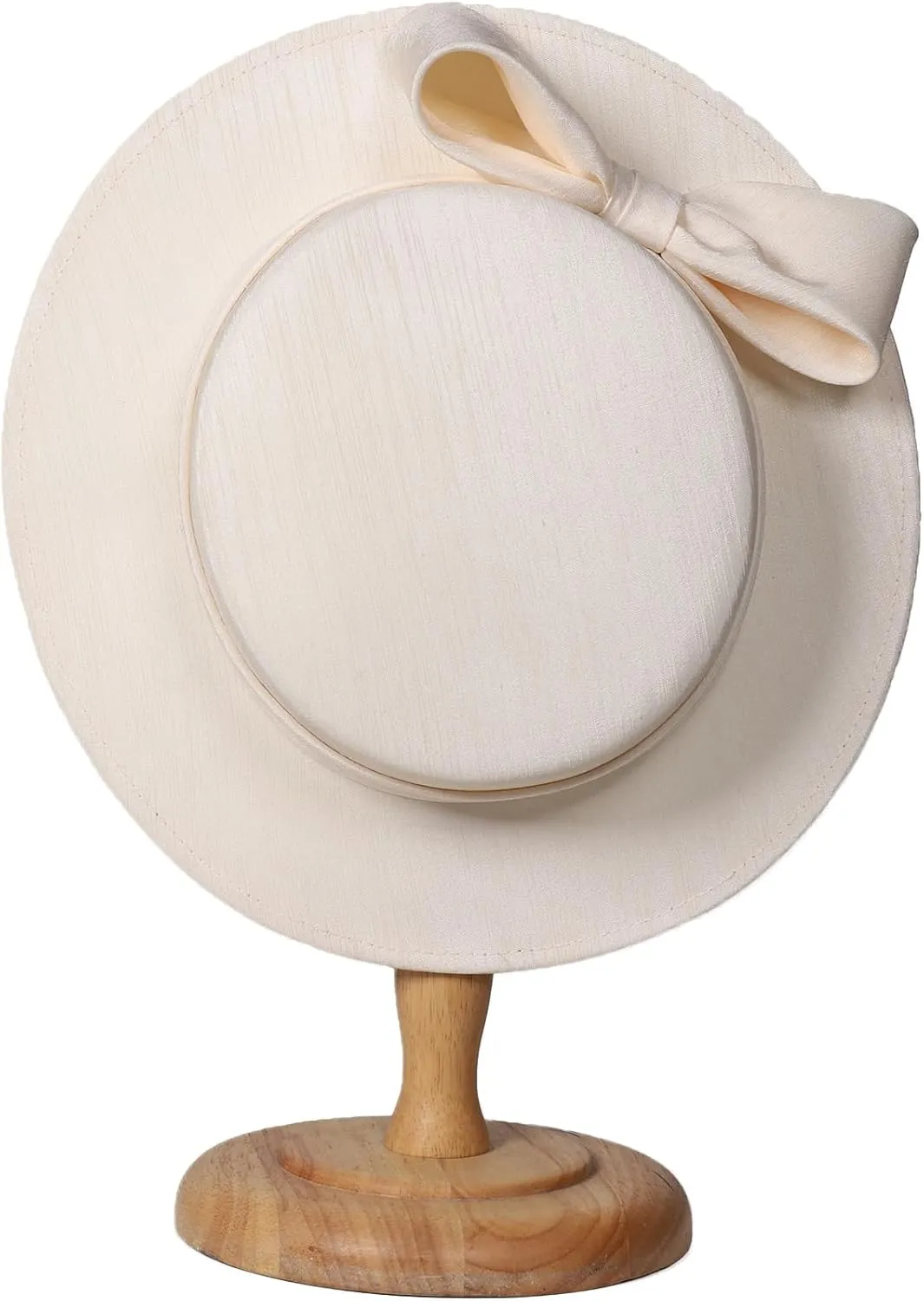 Wide Brim Church Derby Hat for Women - Elegant Kentucky Fascinator with Bow,Bridal Wedding Tea Party Formal Flat Top Hats