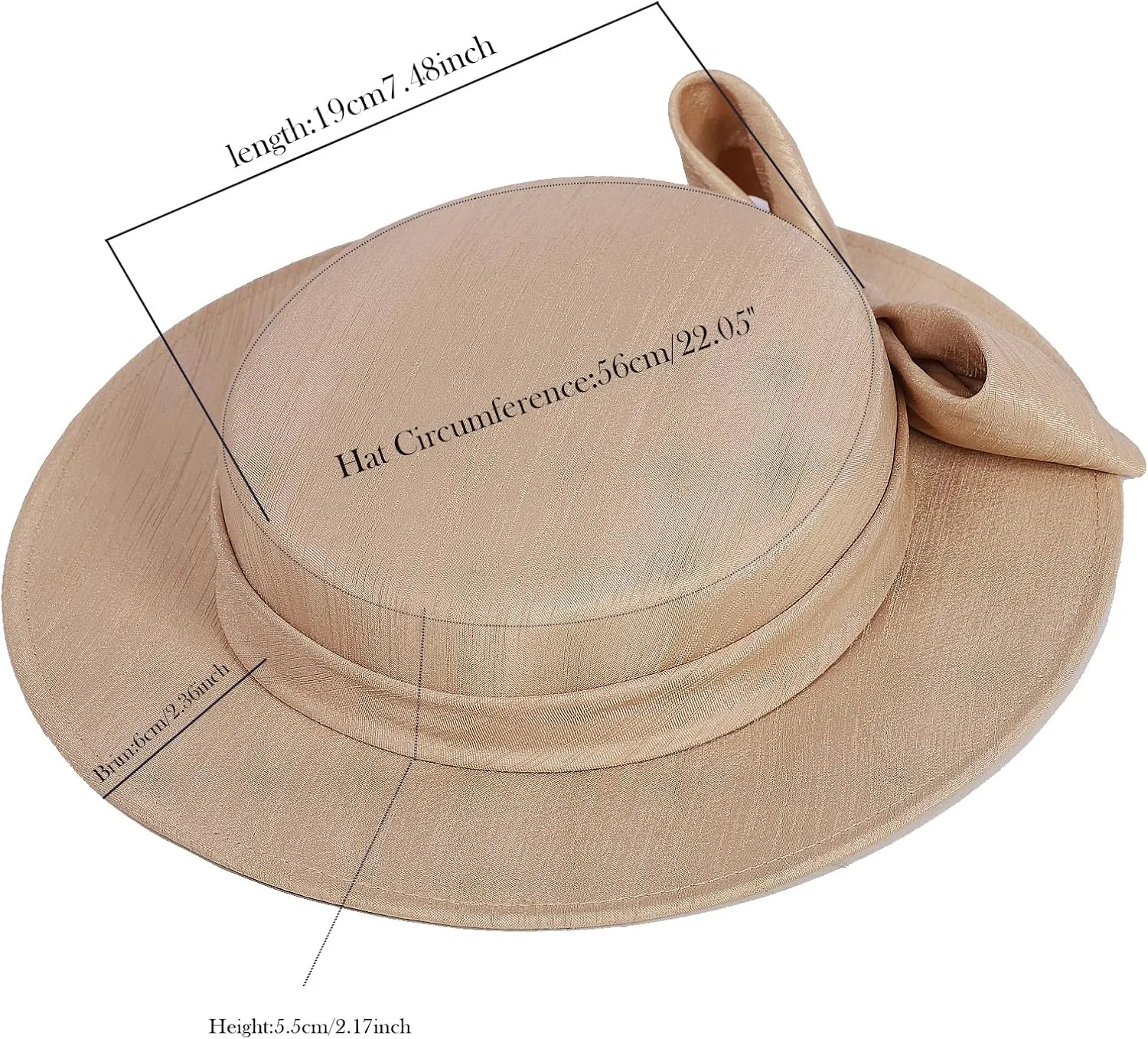 Wide Brim Church Derby Hat for Women - Elegant Kentucky Fascinator with Bow,Bridal Wedding Tea Party Formal Flat Top Hats