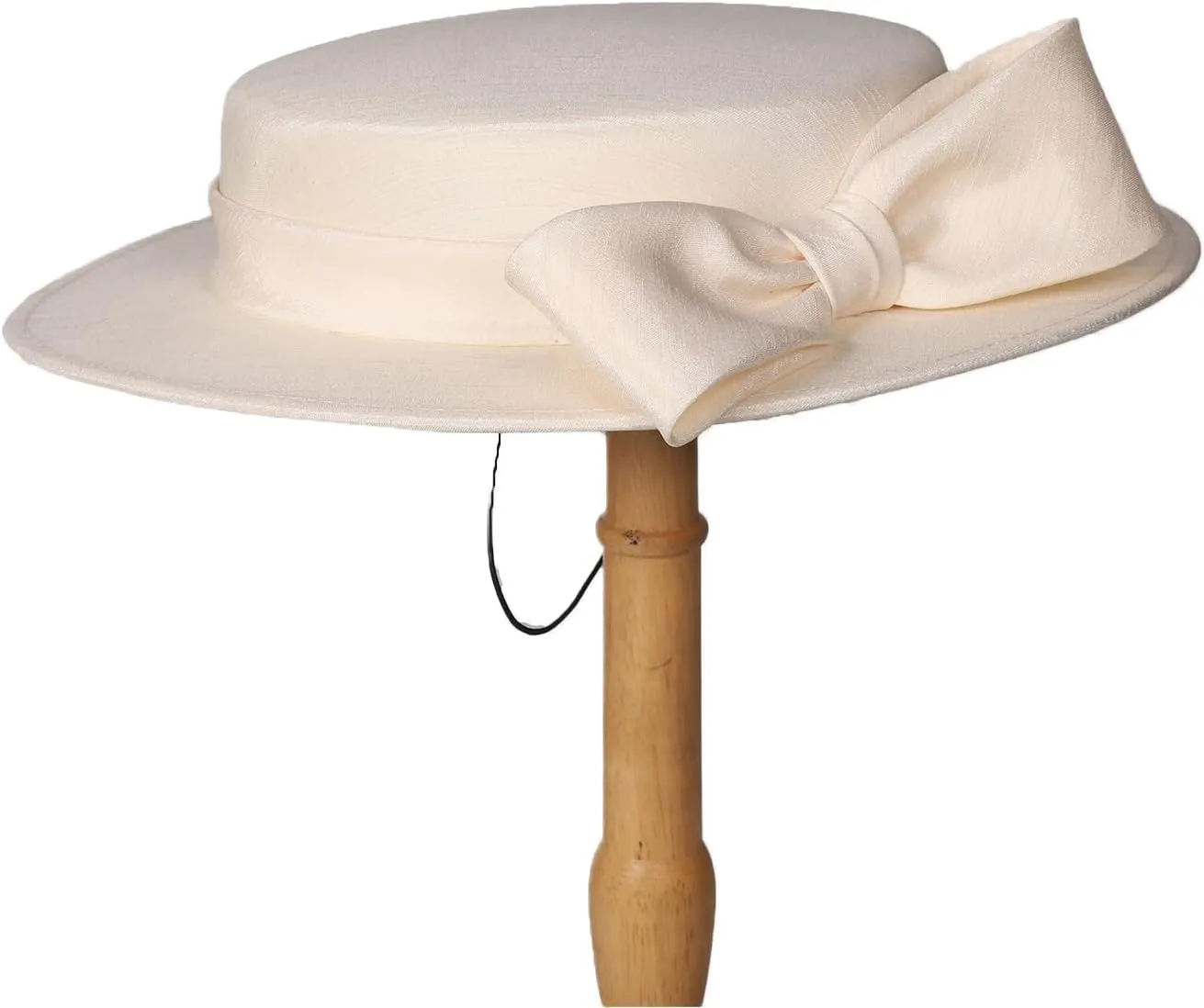 Wide Brim Church Derby Hat for Women - Elegant Kentucky Fascinator with Bow,Bridal Wedding Tea Party Formal Flat Top Hats