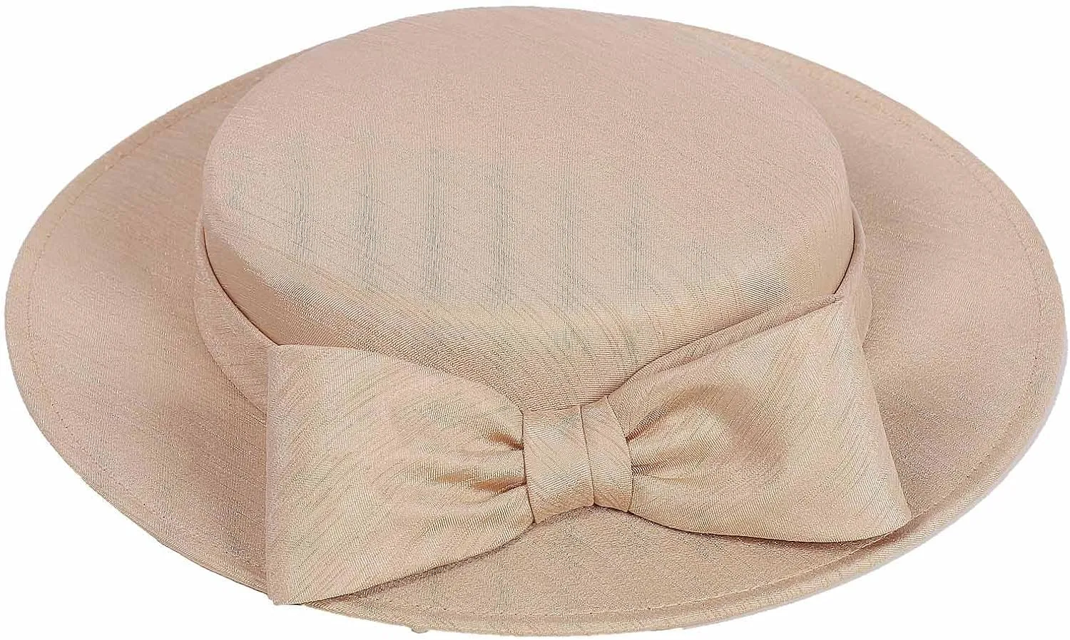 Wide Brim Church Derby Hat for Women - Elegant Kentucky Fascinator with Bow,Bridal Wedding Tea Party Formal Flat Top Hats