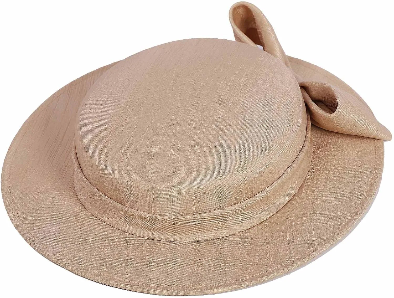 Wide Brim Church Derby Hat for Women - Elegant Kentucky Fascinator with Bow,Bridal Wedding Tea Party Formal Flat Top Hats