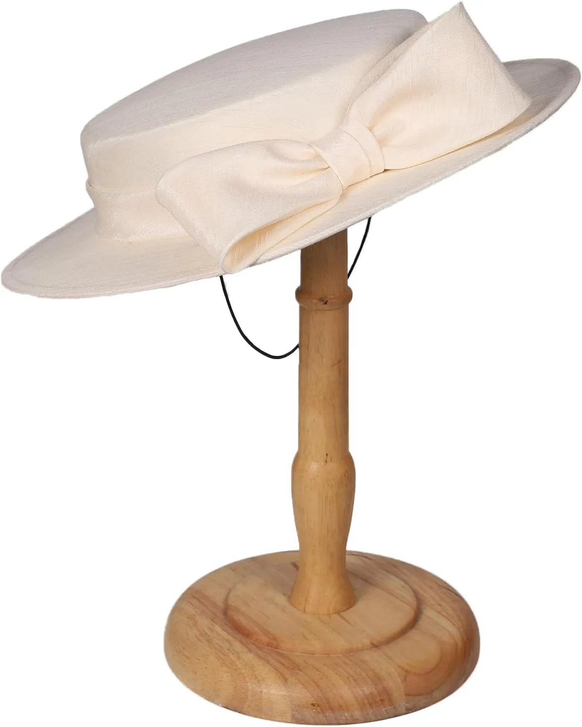Wide Brim Church Derby Hat for Women - Elegant Kentucky Fascinator with Bow,Bridal Wedding Tea Party Formal Flat Top Hats