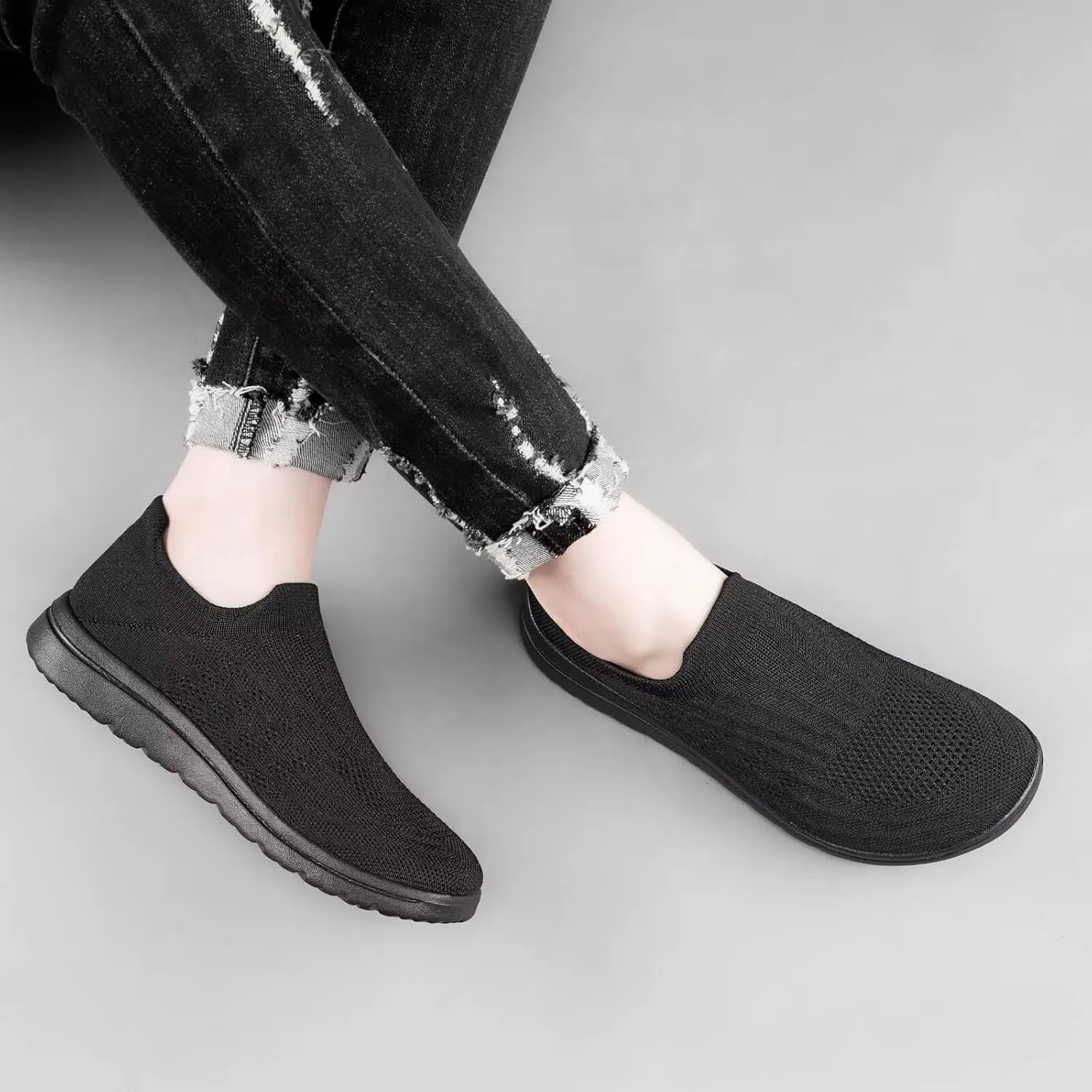 Wide Toe Shoes Men Barefoot Sock Sneakers Flat Mesh Pull-on Lightweight Breathable Casual Comfortable
