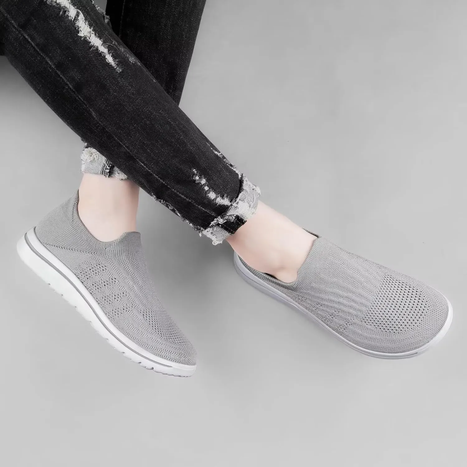 Wide Toe Shoes Women Barefoot Sneakers Mesh Flat Casual Pull-on Lightweight Breathable Comfortable