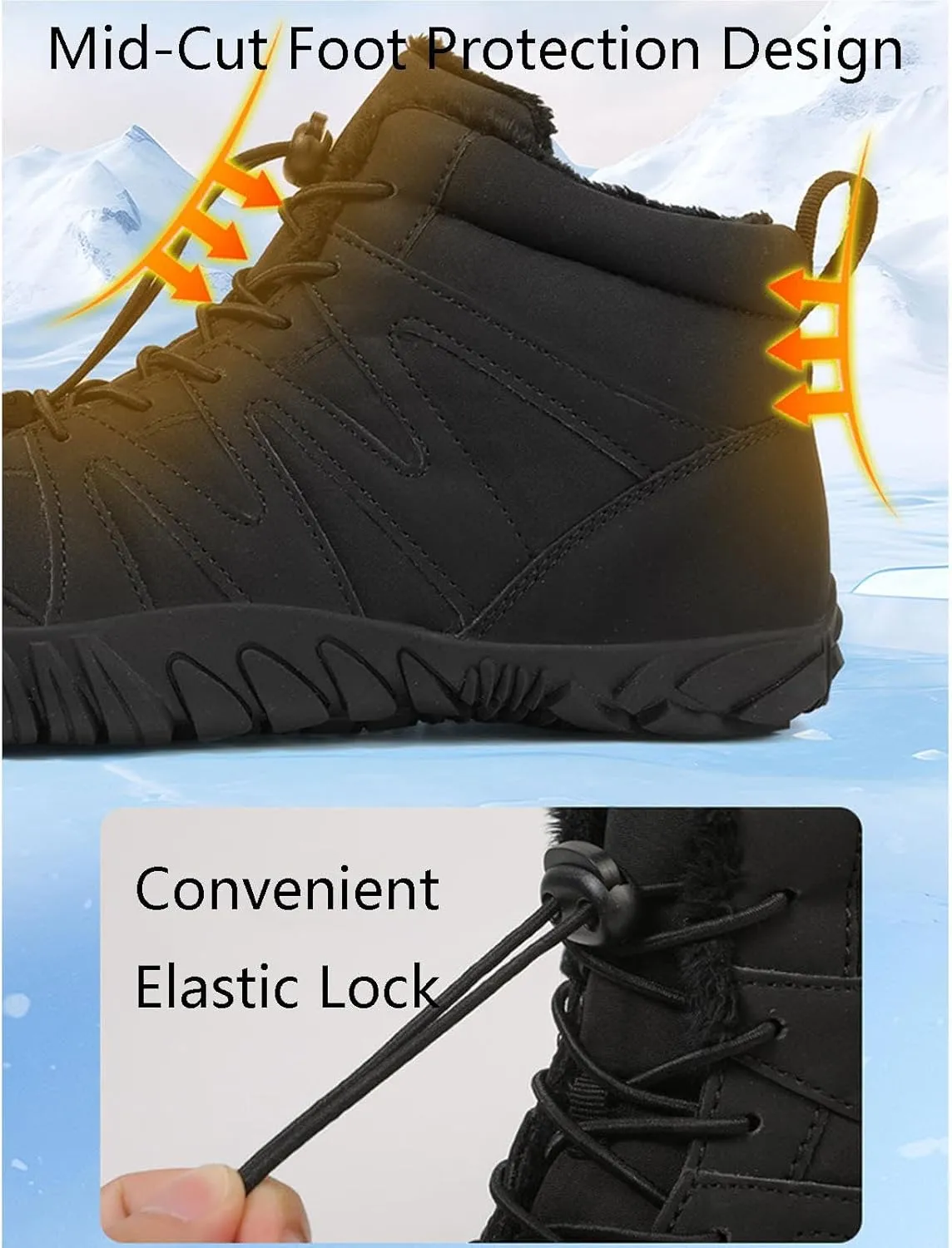 Winter Hike Barefoot Footwear Shoes Womens Mens Wide Toe Box Non-Slip Trail Running High Warm and Non-Slip Boots