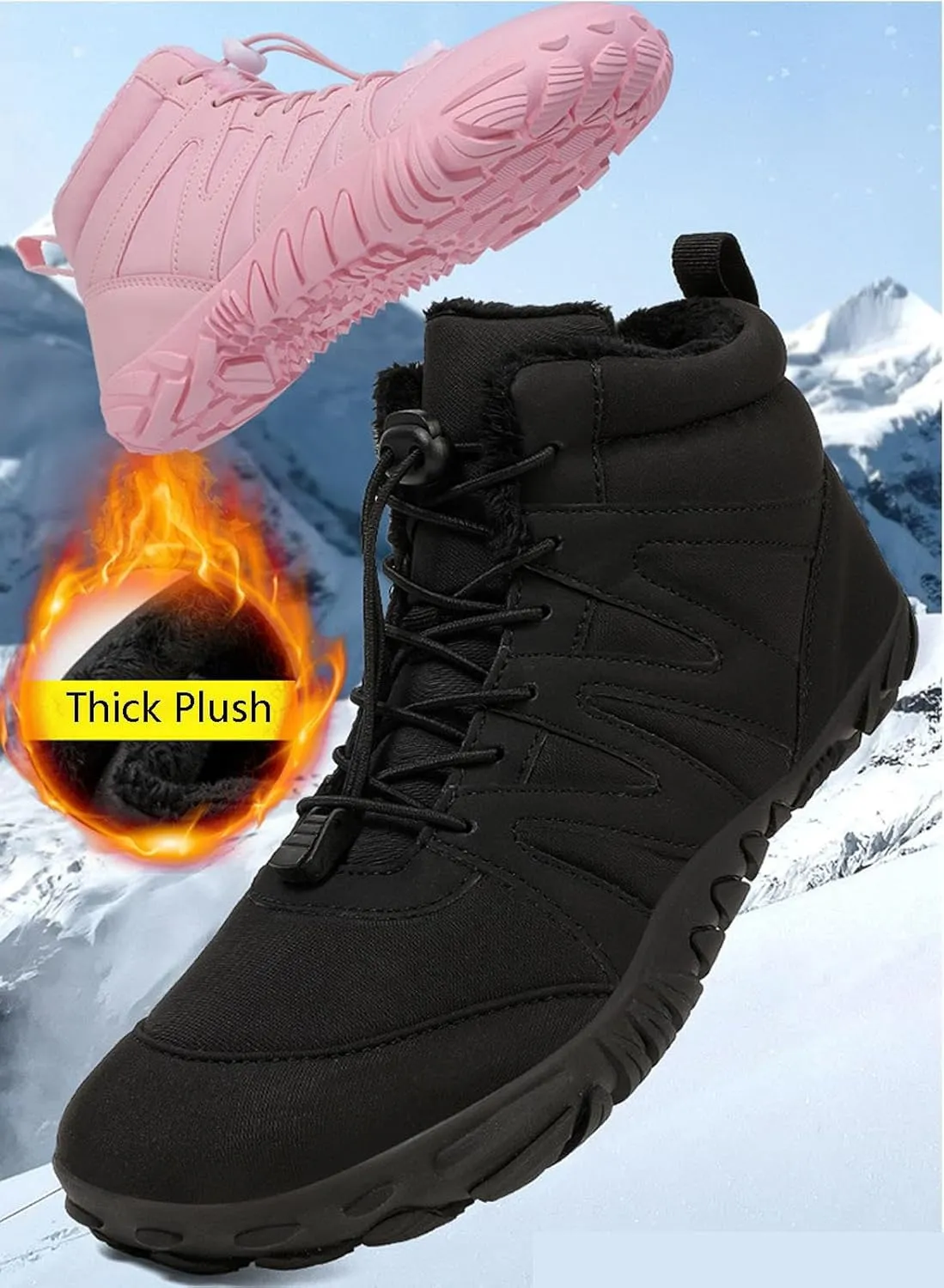 Winter Hike Barefoot Footwear Shoes Womens Mens Wide Toe Box Non-Slip Trail Running High Warm and Non-Slip Boots