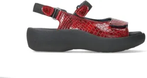 Wolky Women's Flat Sandals, Red Mini Croco Leather, 6.5-7