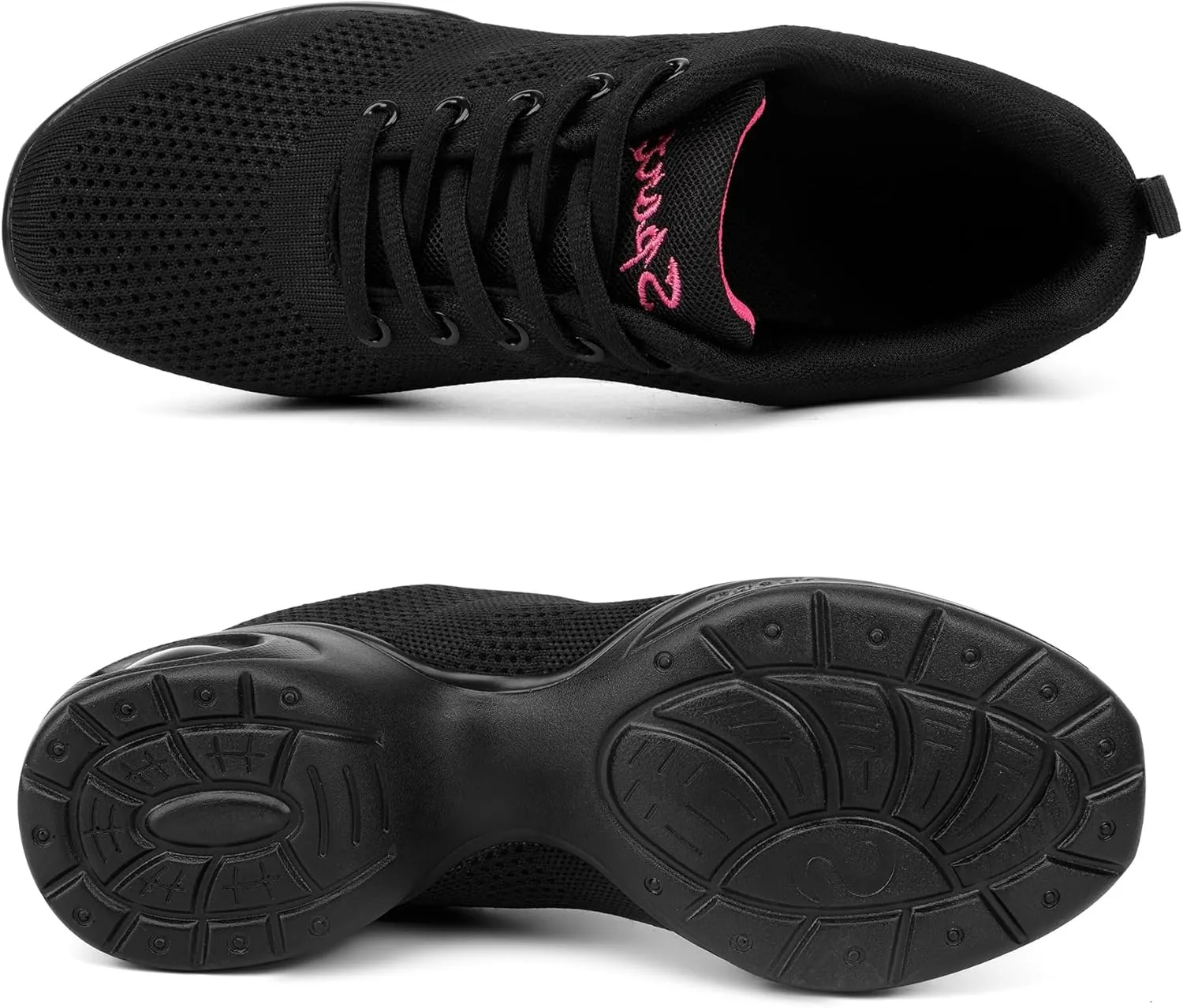 Women Dance Sneakers Jazz Shoes Lace-up Sneaker,Air Cushion Mesh Slip Jazz Dance Shoes Platform Split Sole Athletic Walking Dance Shoes