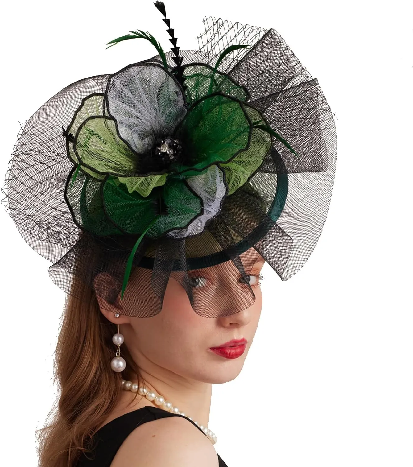 Women Elegant Organza Derby Hat Wide Brim Sun Hats for Wedding Tea Party Fascinator Hat