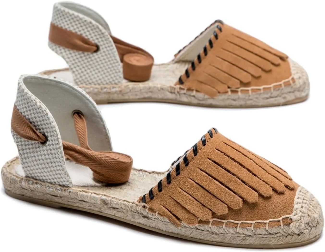 Women Espadrille Lace Up Flats Comfortable Summer Breathable Espadrille Sandals Adjustable Shoelace Dating Work Travel