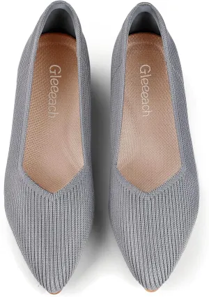 Women Flats Non-Slip Shoes Pointed Toe Knit Ballet Softable Casual Shoes Work Flats Comfortable Dressy for Woman