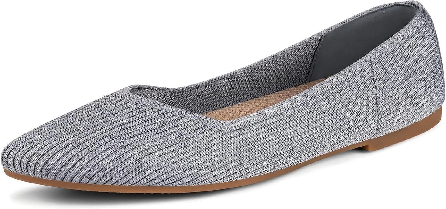 Women Flats Non-Slip Shoes Pointed Toe Knit Ballet Softable Casual Shoes Work Flats Comfortable Dressy for Woman