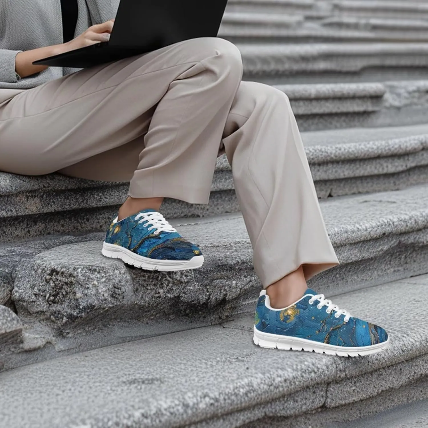 Women Men Lace Up Shoes Walking Sports Trainers Durable Sneaker for Running Hiking Gym US 5-15
