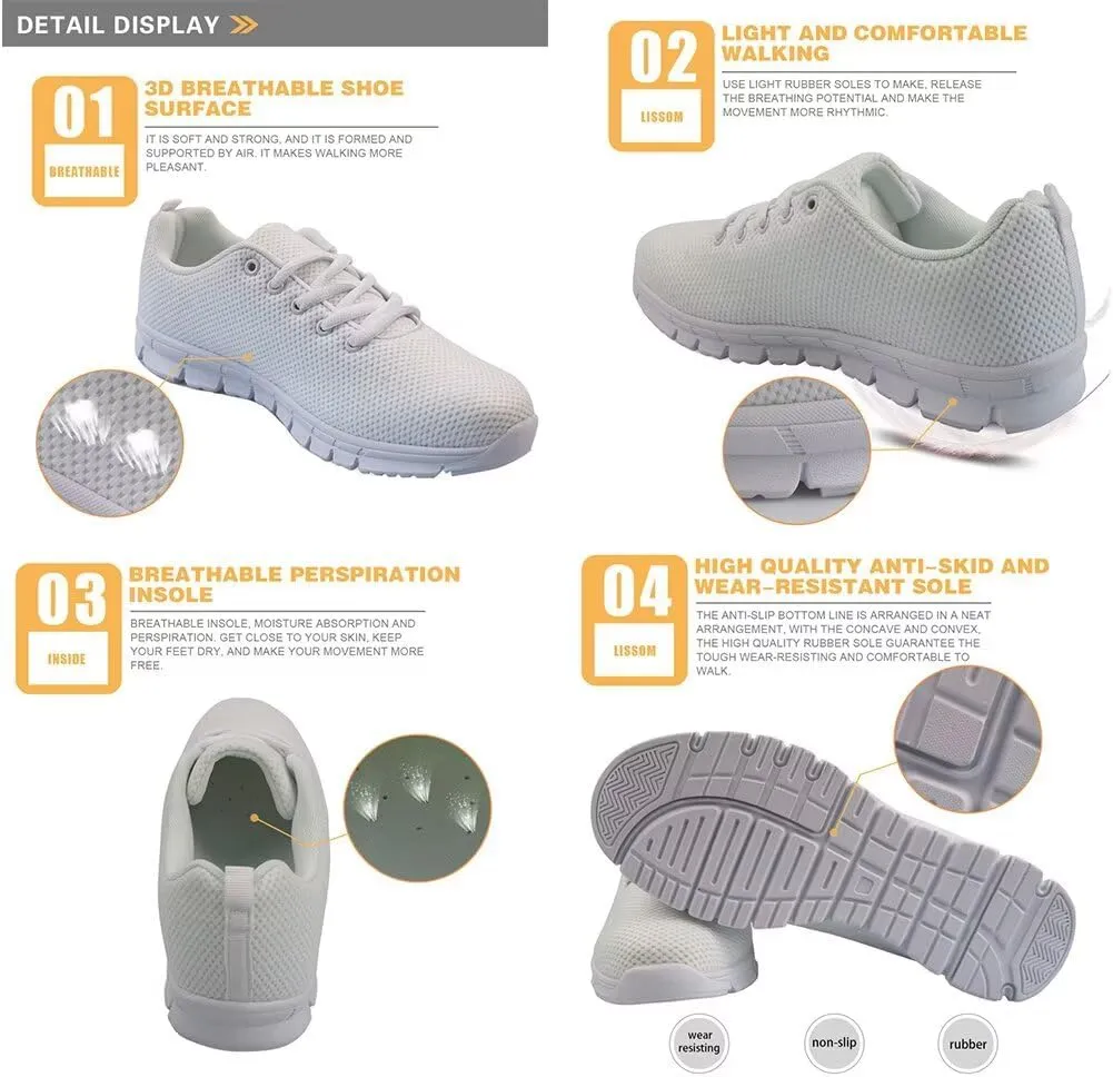 Women Men Lace Up Shoes Walking Sports Trainers Durable Sneaker for Running Hiking Gym US 5-15