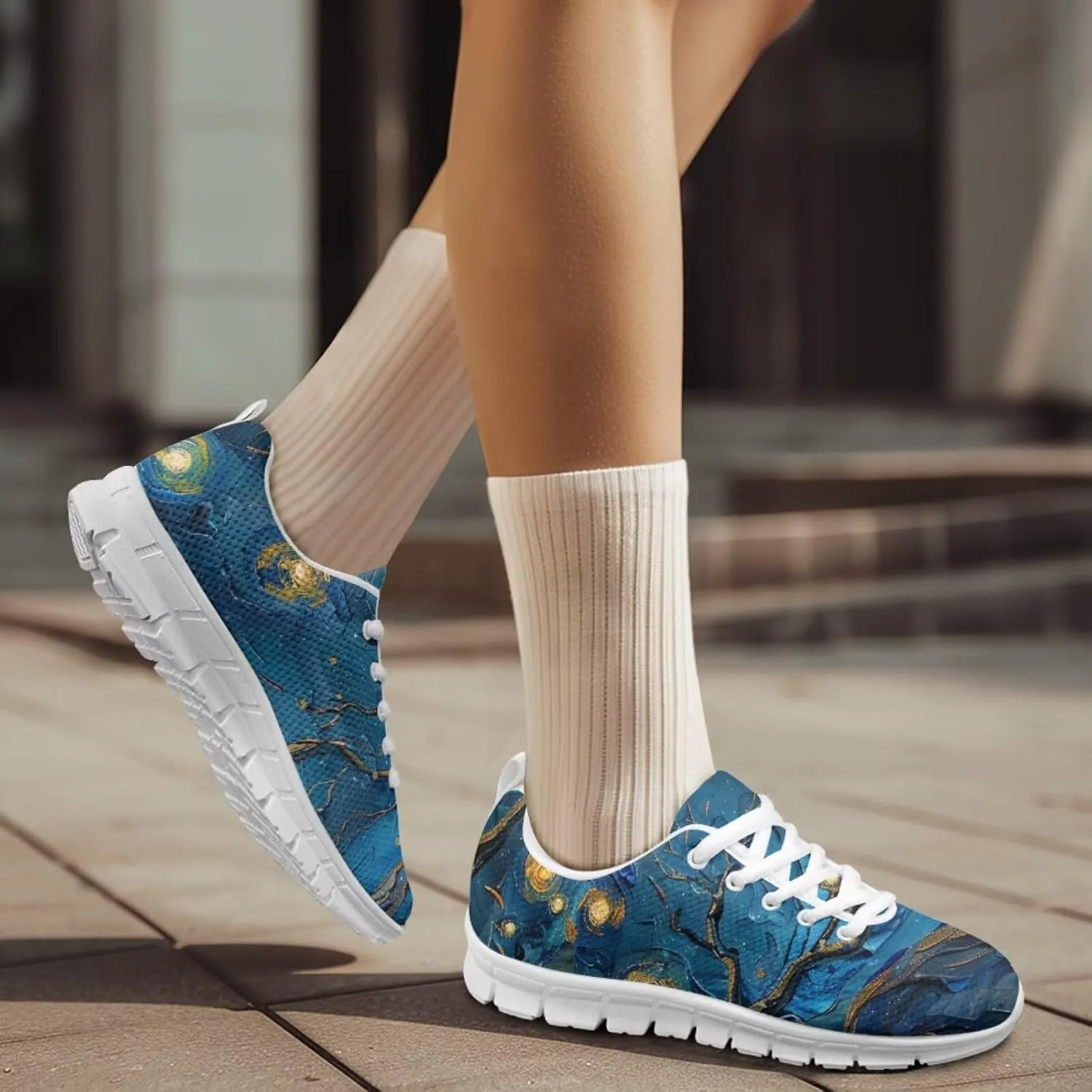 Women Men Lace Up Shoes Walking Sports Trainers Durable Sneaker for Running Hiking Gym US 5-15