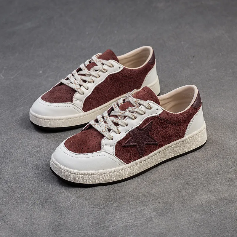 Women Stylish Breathable Leather Flat Casual Shoes