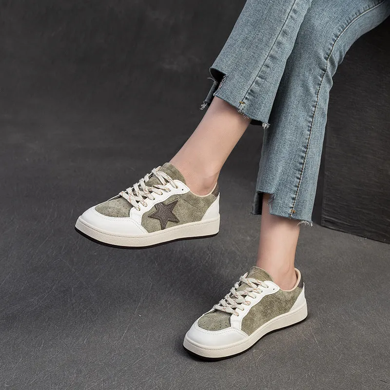 Women Stylish Breathable Leather Flat Casual Shoes