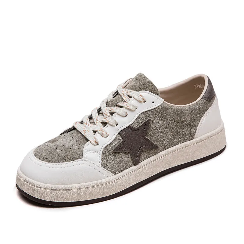 Women Stylish Breathable Leather Flat Casual Shoes