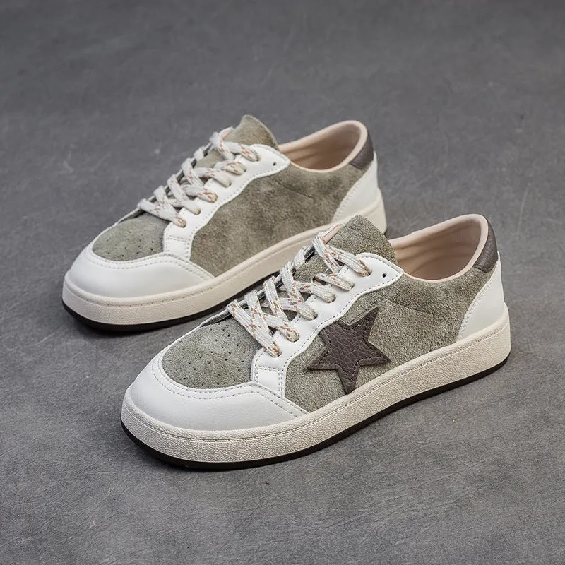 Women Stylish Breathable Leather Flat Casual Shoes