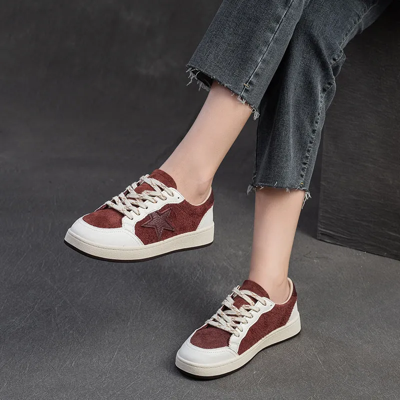 Women Stylish Breathable Leather Flat Casual Shoes